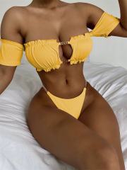 Sexy Bandeau Bikini Solid Color Swimwear Women Swimming Equipment PQ6180