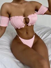 Sexy Bandeau Bikini Solid Color Swimwear Women Swimming Equipment PQ6180