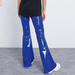 Wholesale Faux Leather Flared Pants Nightclub Wide Leg Trousers PQTK021