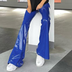 Wholesale Faux Leather Flared Pants Nightclub Wide Leg Trousers PQTK021