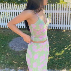 Wholesale Floral Print Two Pieces Dresses Women 2023 Sexy Summer Dress PQ8181