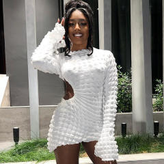 Sexy Hollow Out Clubwear Long Sleeve Night Club Mini Dress PQ8550