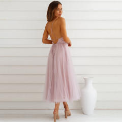 Sexy V-neck Chiffon Midi Dress Women's Casual Dresses PQLQ235