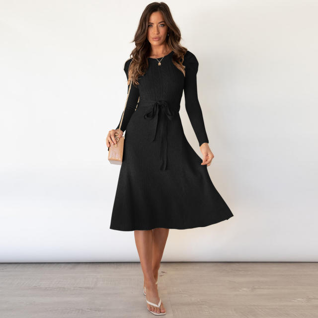 Long Sleeve Knitted Dress Women's Sweater Dresses PQLQ163