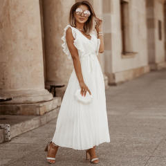 Sleeveless Slim Pleated Maxi Dress Women Casual Summer Dresses PQLQ216