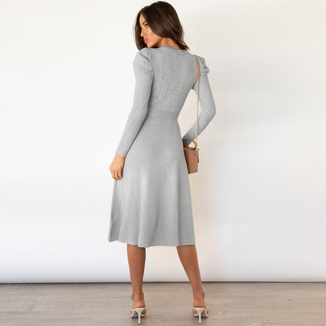 Long Sleeve Knitted Dress Women's Sweater Dresses PQLQ163