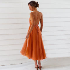 Sexy V-neck Chiffon Midi Dress Women's Casual Dresses PQLQ235
