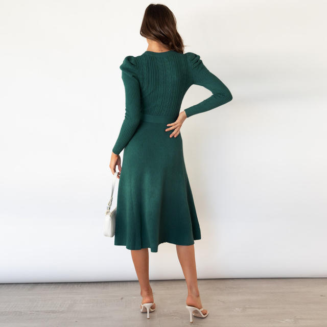 Long Sleeve Knitted Dress Women's Sweater Dresses PQLQ163