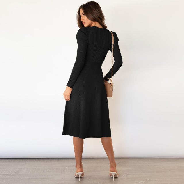 Long Sleeve Knitted Dress Women's Sweater Dresses PQLQ163