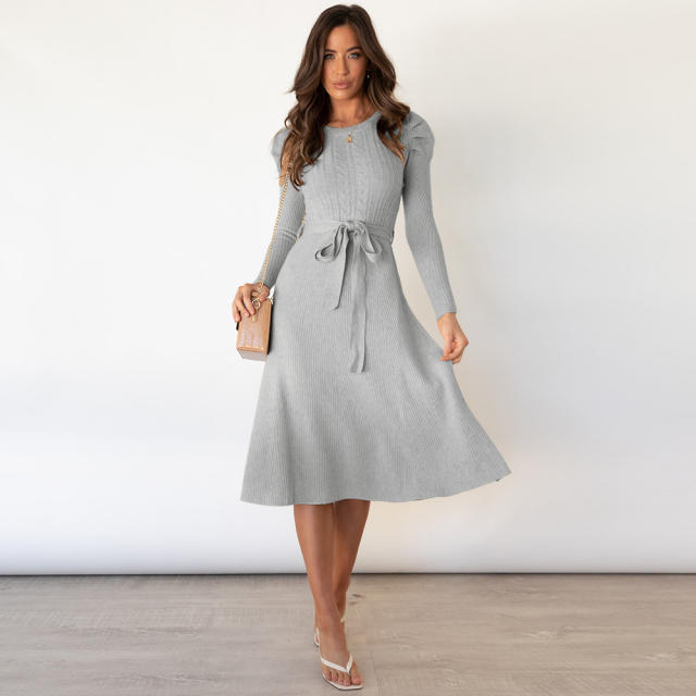 Long Sleeve Knitted Dress Women's Sweater Dresses PQLQ163