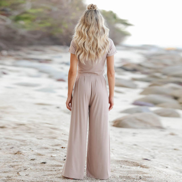 Women Solid Color Jumpsuit Streetwear Two Pieces Sets PQLQ199