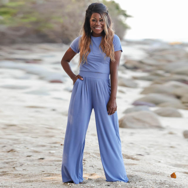 Women Solid Color Jumpsuit Streetwear Two Pieces Sets PQLQ199