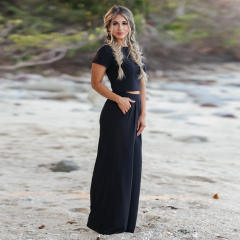 Women Solid Color Jumpsuit Streetwear Two Pieces Sets PQLQ199