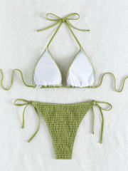 Solid Color Bikini Women Sexy Halter Swimwear Swimming Equipment PQ1375