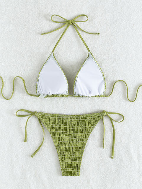 Solid Color Bikini Women Sexy Halter Swimwear Swimming Equipment PQ1375