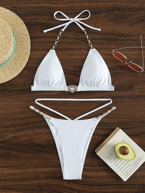 Solid Color Bikini Women Sexy Swimwear Halter Swimming Equipment PQX12-36