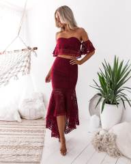 Sexy Lace Dress For Women Off Shoulder Two Pieces Dresses PQ969