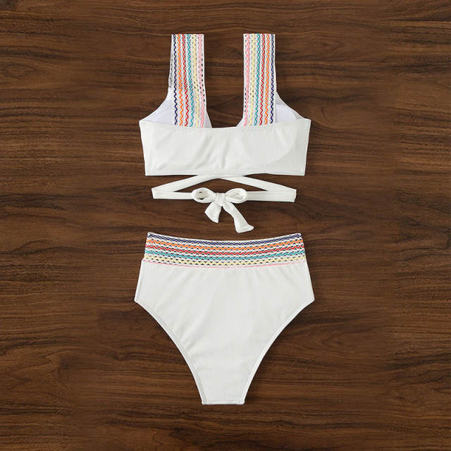 Women Rainbow Swimwear Push Up Bathing Suit Sexy Padded Bikini PQ7994