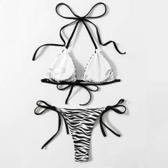 Zebra Print Bikini Women Sexy Swimwear Halter Bathing Suit PQ20014