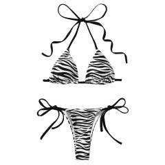 Zebra Print Bikini Women Sexy Swimwear Halter Bathing Suit PQ20014