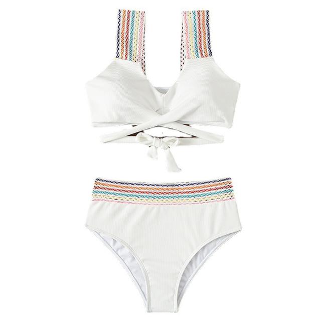 Women Rainbow Swimwear Push Up Bathing Suit Sexy Padded Bikini PQ7994