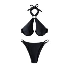 Black Push Up Bikinis Women Sexy Swimwear Halter Beach Wear PQX1-16