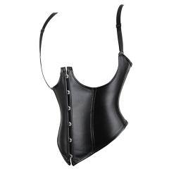 Women Faux Leather Underbust Corsets PU Plus Size Shapewear PQ70417