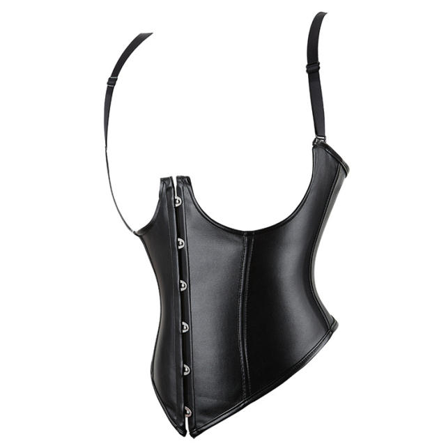 Women Faux Leather Underbust Corsets PU Plus Size Shapewear PQ70417