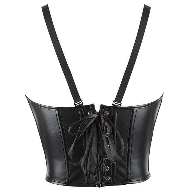Women Faux Leather Underbust Corsets PU Plus Size Shapewear PQ70417