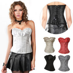 Satin Court Corset Sexy Shaper Women Overbust Corselet PQ7359