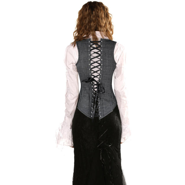Retro Gothic Corset Women Steampunk Underbust Corselet Sexy Shaper PQ840