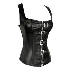 Steampunk PU Bustier Women Overbust Corset Faux Leather Corselet PQ7691