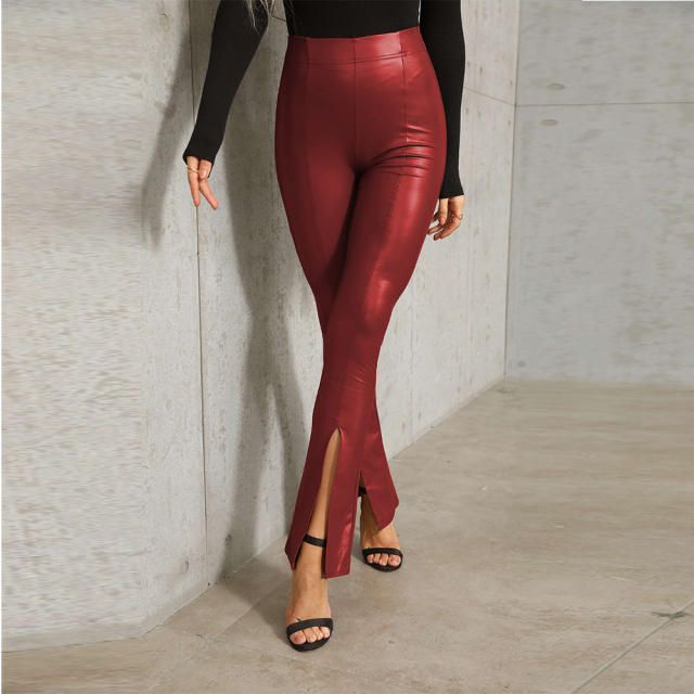 Sexy Faux Leather Pants Women High Waist PU Leggings PQPK31