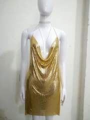 Women Sexy Metal Mini Dress Sequin Night Club Wear PQ627