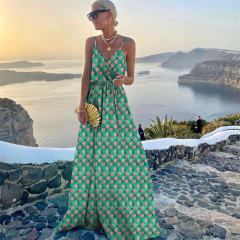 Women Casual Boho Dresses Spaghetti Strap Summer Maxi Dress PQ220620