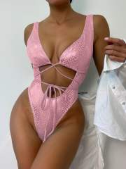 Digital Printed Monokini Women One Piece Swimwear Lingerie PQ8145
