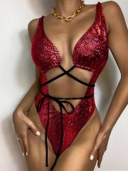 Digital Printed Monokini Women One Piece Swimwear Lingerie PQ8145