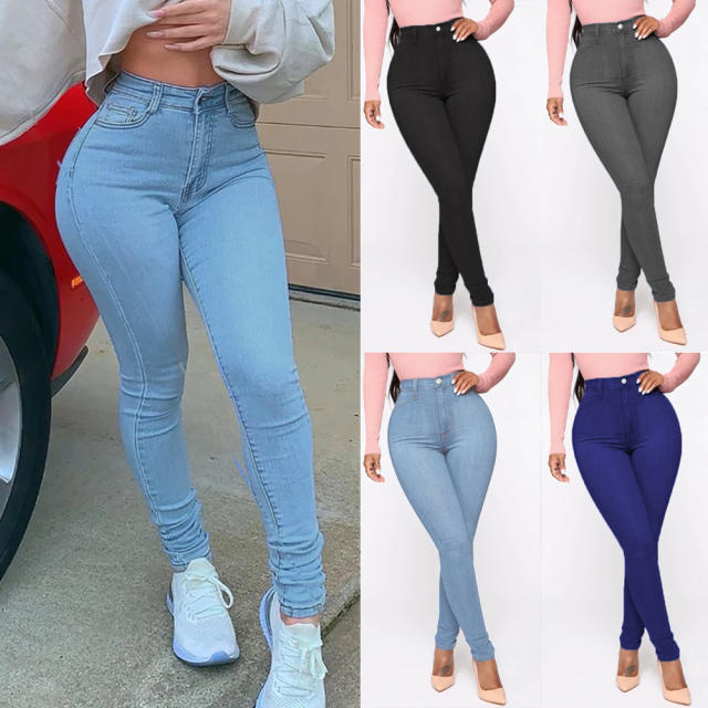 Fashion Plus Size Denim Pants High Waist Trumpet Jeans Women PQJN02