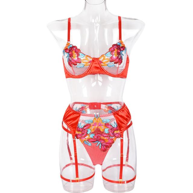 Women Sexy Embroidery Lingerie Wholesale Bra Sets PQ3214