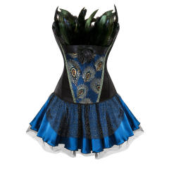 Peacock Deather Corset Dress Women Court Overbust Corselet Sexy Shaper PQ2871
