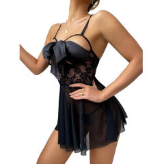 Wholesale Babydoll Lingerie Nightdress Sexy Women Lace Sleepwear PQ083