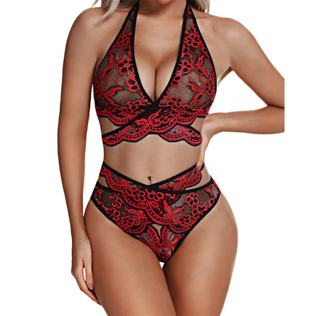 Plus Size Lace Bra Sets Women Criss-cross Sexy Lingerie PQ63