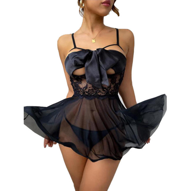 Wholesale Babydoll Lingerie Nightdress Sexy Women Lace Sleepwear PQ083