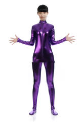 Women Wetlook Zentai Faux Leather Catsuit PVC Zipper Jumpsuit PQ35537