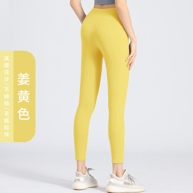 Peach Fitness Yoga Pants Seamless High Waist Running Leggings With Pocket PQJCK02