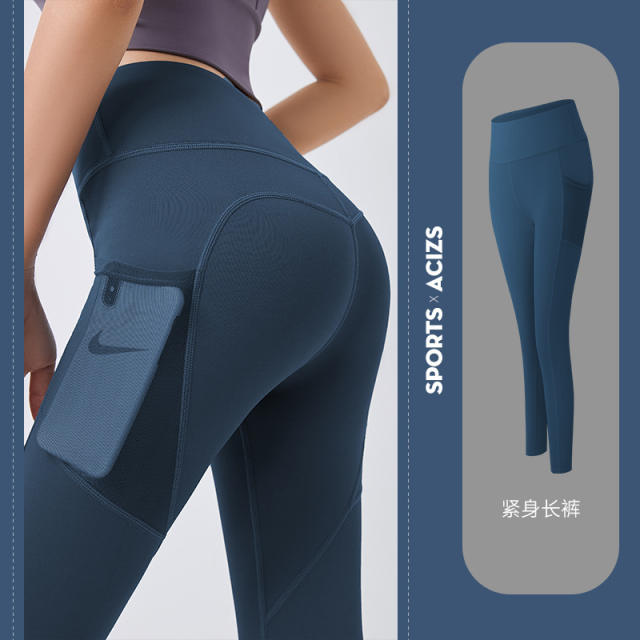 Seamless Yoga Pants With Mesh Pocket High Waist Fitness Leggings PQMT20