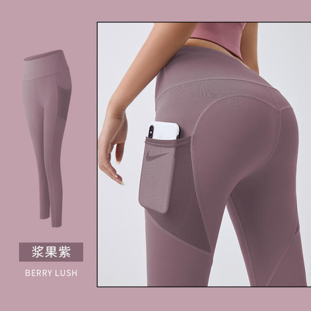 Seamless Yoga Pants With Mesh Pocket High Waist Fitness Leggings PQMT20