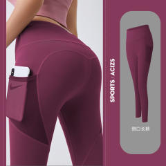 Seamless Yoga Pants With Mesh Pocket High Waist Fitness Leggings PQMT20