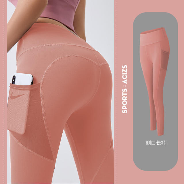 Seamless Yoga Pants With Mesh Pocket High Waist Fitness Leggings PQMT20