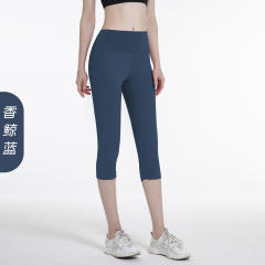 High Waist Yoga Outfit For Women Solid Color Capri Sexy Summer Activewear MT7FK